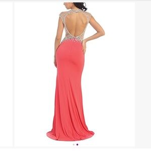 dress Coral long dress open back